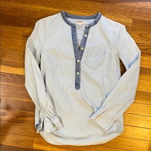J crew size 2 collarless Jean shirt
